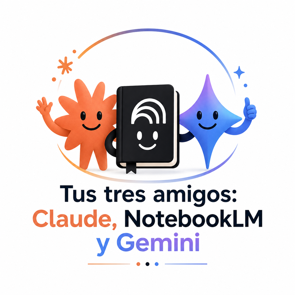 Tus tres amigos: Claude, Notebook y Gemini
